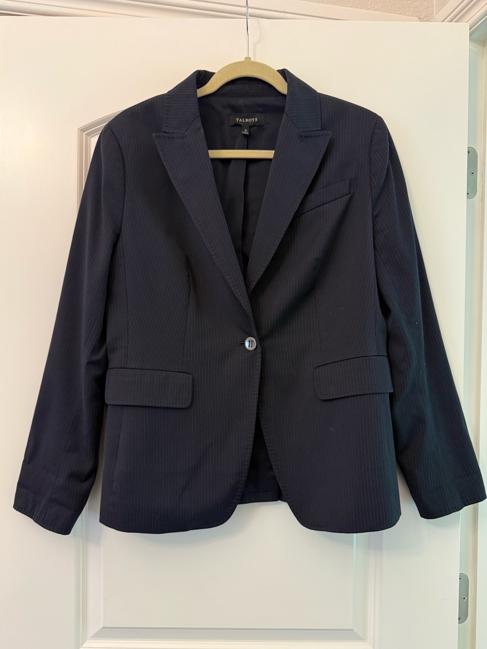 Talbots Black Pinstripe Single-Button Blazer